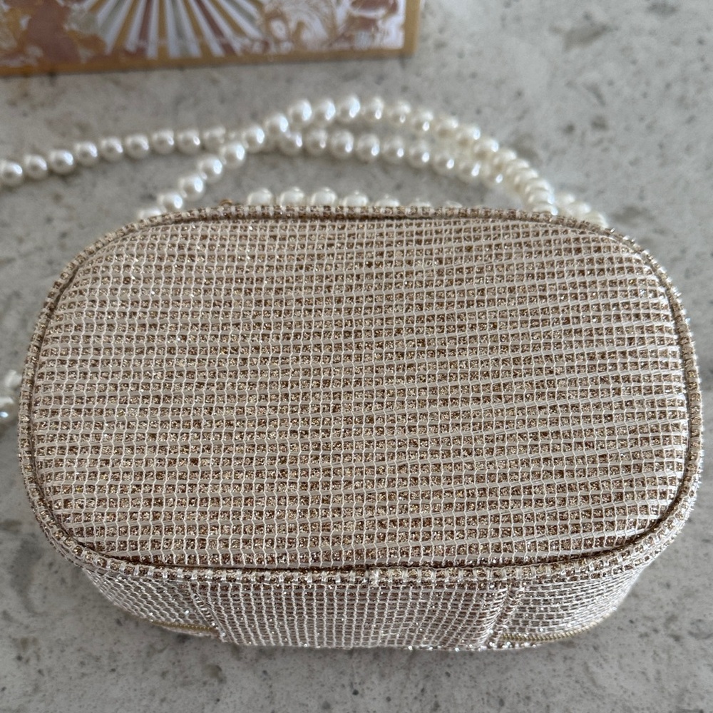 Custom Dior Gold Glitter Pouch Shoulder Bag with Pearl Strap + Dior Lip Set - Picture 4 of 10